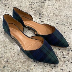 J.Crew Winter Holiday Plaid Tartan D’Orsay Flats Size 10 EUC